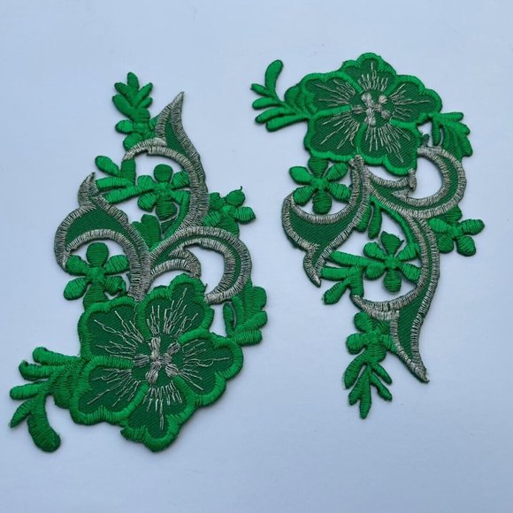 Embroidery Patches for Clothes Jacket Jeans Iron On Flower Patches set of 2 - Picture 5 of 8